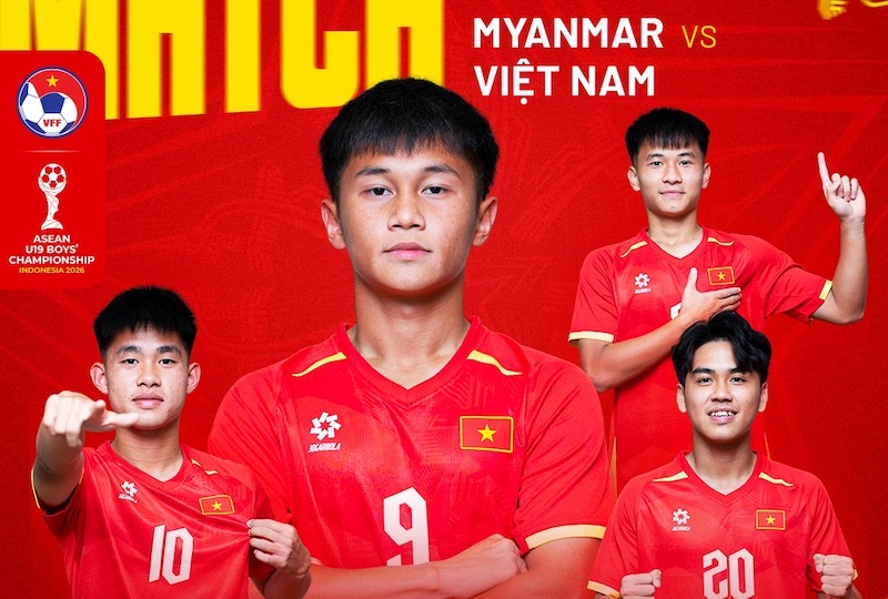 La sub-19 de Vietnam se enfrenta a la sub-19 de Myanmar en el Campeonato Sub-19 del Sudeste Asiático. Foto: VFF