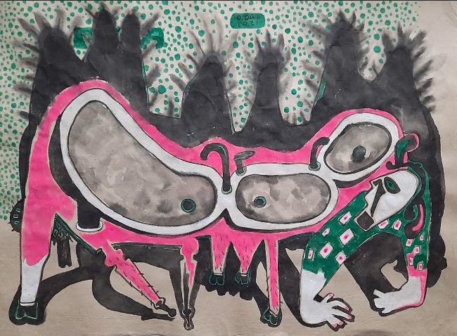 Đoàn Xuân Tùng. Tâm trí 6. Acrylic trên giấy dó, 58x78cm, 2021.