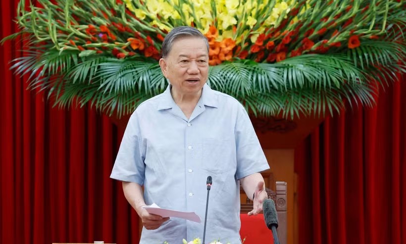 Tổng Bí thư, Chủ tịch nước Tô Lâm kết luận cuộc làm việc. Ảnh: TTXVN