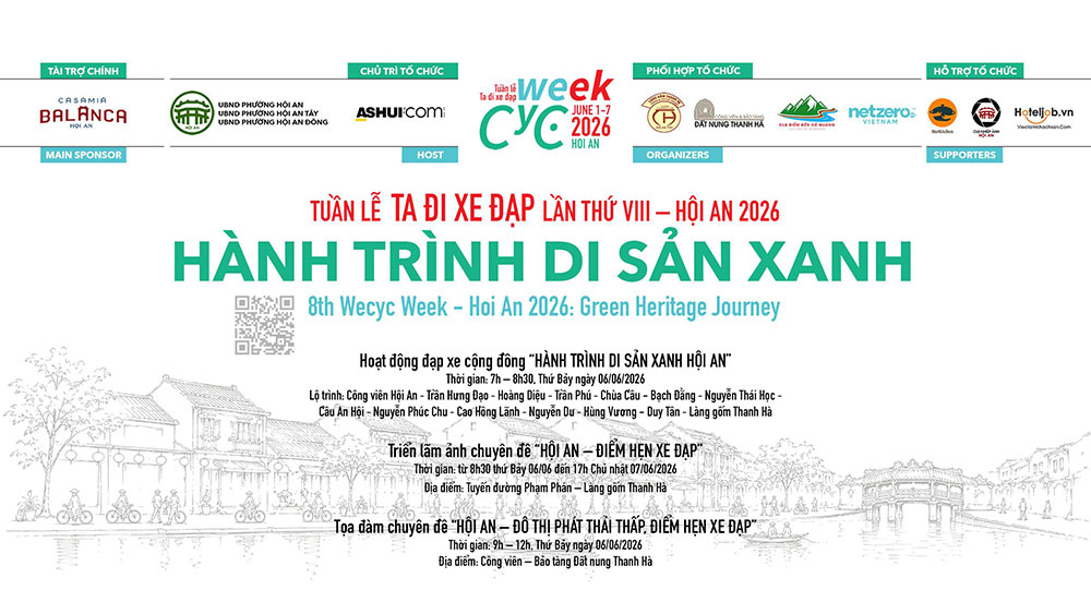 Tuần lễ Ta đi xe đạp lần thứ VIII năm 2026 sẽ diễn ra từ ngày 6-7.6, tại Hội An (TP Đà Nẵng). Ảnh: Sở VHTTDL
