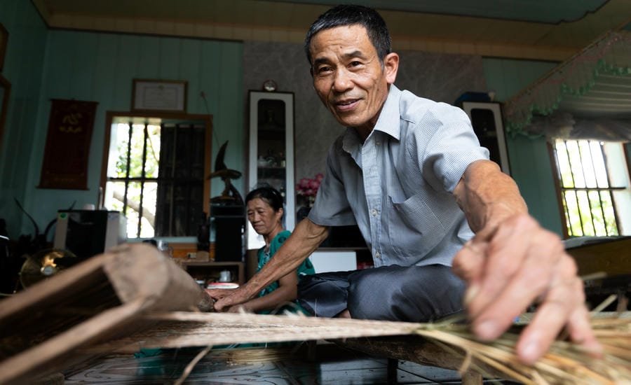 Làng chiếu Tiên Kiều, xã Hà Đông nay chỉ còn ít hộ duy trì nghề dệt chiếu truyền thống. Ảnh: Mai Hương