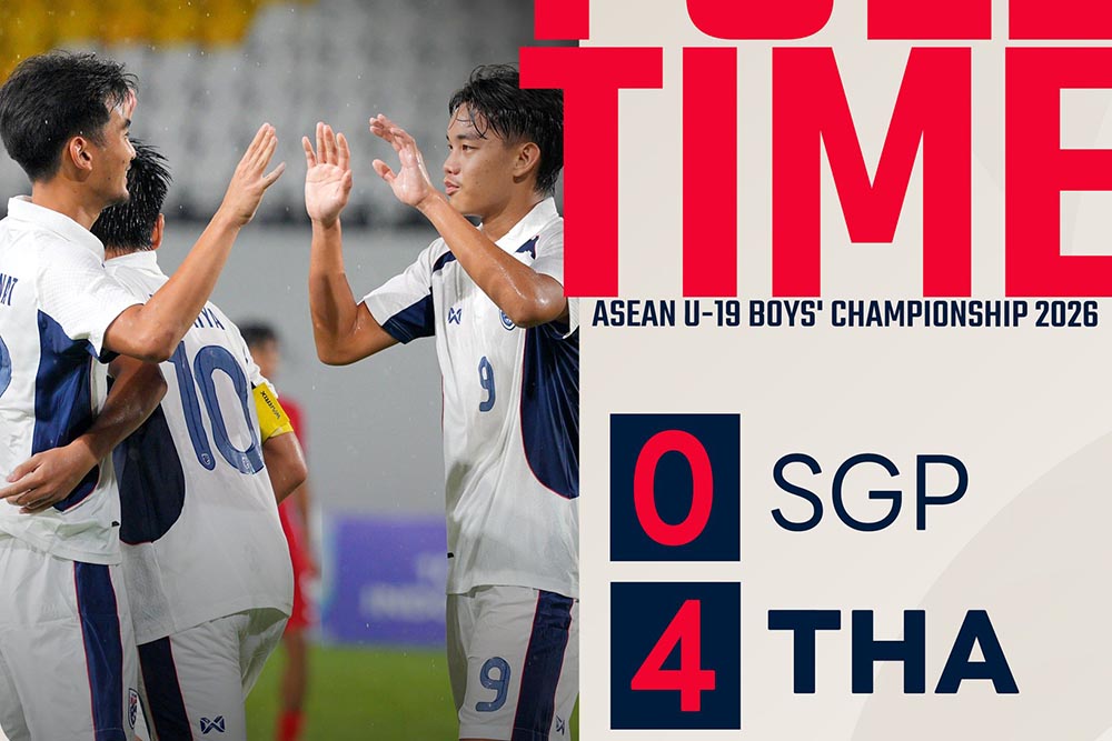 U19 Thailand dominated U19 Singapore for most of the match. Photo: FAT
