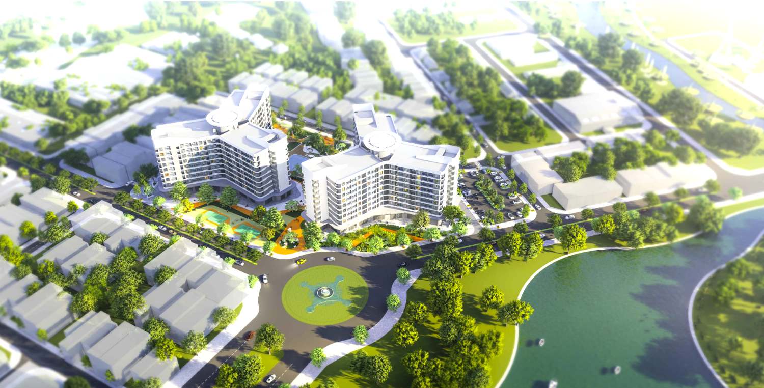 Phối cảnh khu nhà ở xã hội thuộc Khu đô thị mới Phú Mỹ (Quảng Ngãi) do Tổng Công ty Đầu tư phát triển nhà và đô thị (HUD) làm chủ đầu tư. Ảnh: Chủ đầu tư