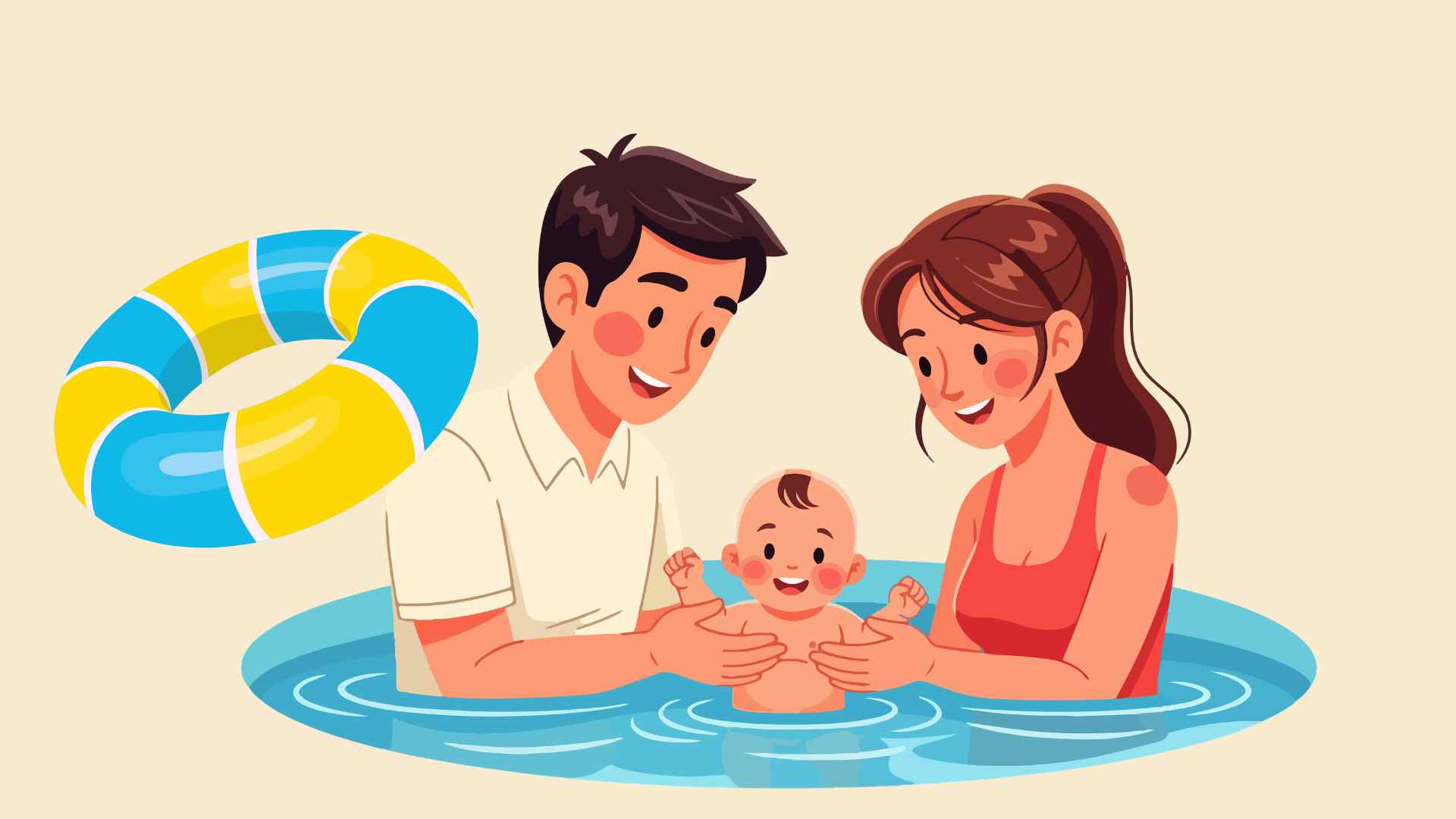 Notes when taking children swimming in the summer. Graphic photo: Hoang Loc
