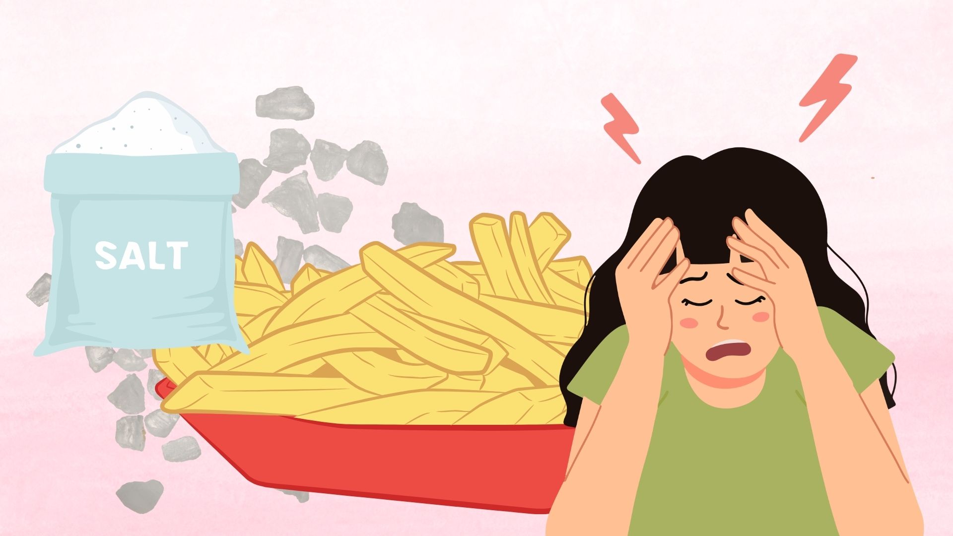 Frequent headaches can be a sign that you are eating too much salt. Graphics: Thanh Thanh