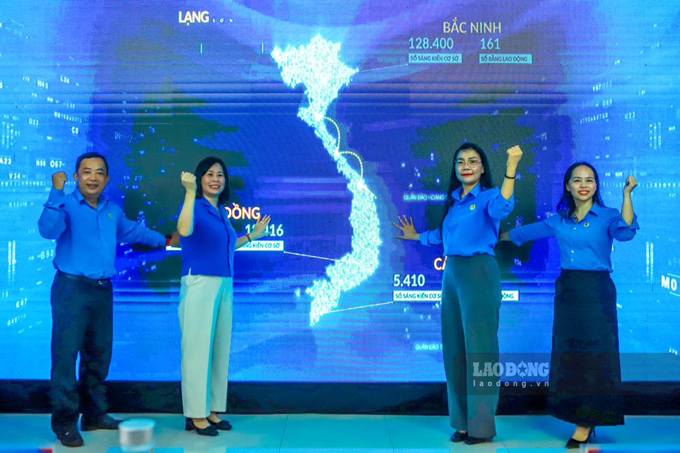 Công đoàn tỉnh thực hiện nghi thức phát động hưởng ứng. Ảnh: Hoài Phương