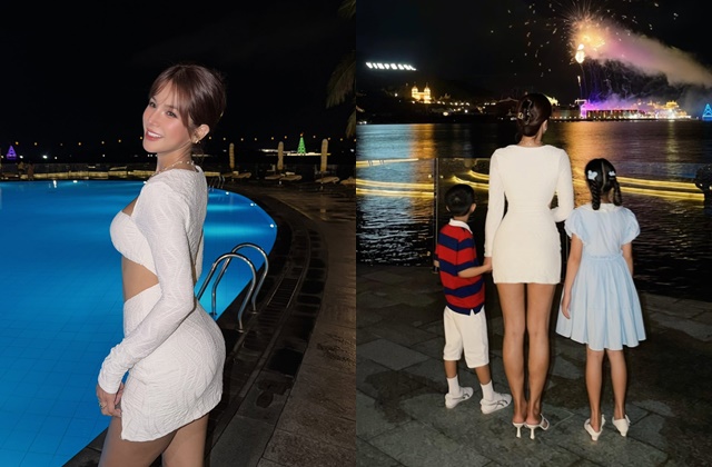 Diệp Lâm Anh cùng các con tận hưởng kỳ nghỉ ở Nha Trang. Ảnh Nghệ sĩ cung cấp