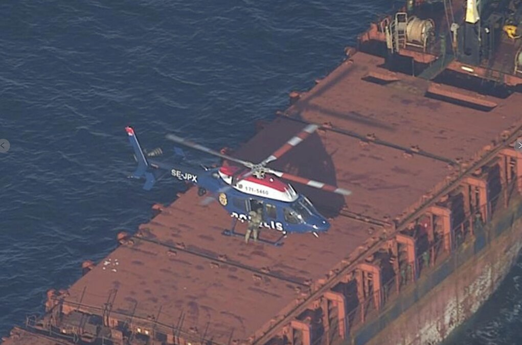 Swedish Coast Guard boards Caffa ship in March 2026. Photo: Swedish Coast Guard