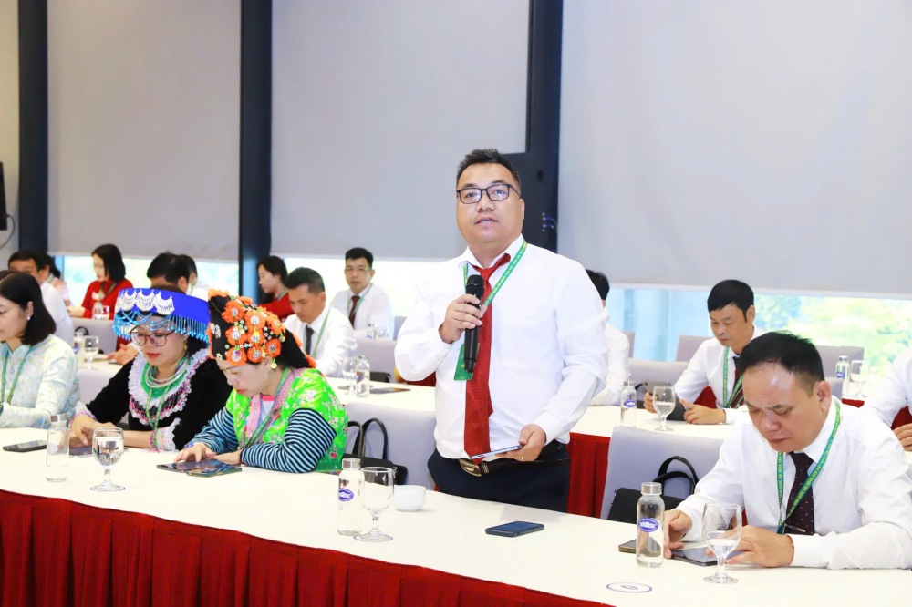 Delegate Dang Duong Minh Hoang in Dong Nai proposed at group discussion session No. 4, 9th National Congress of the Vietnam Farmers' Union, term 2026 - 2031. Photo: Pham Hung