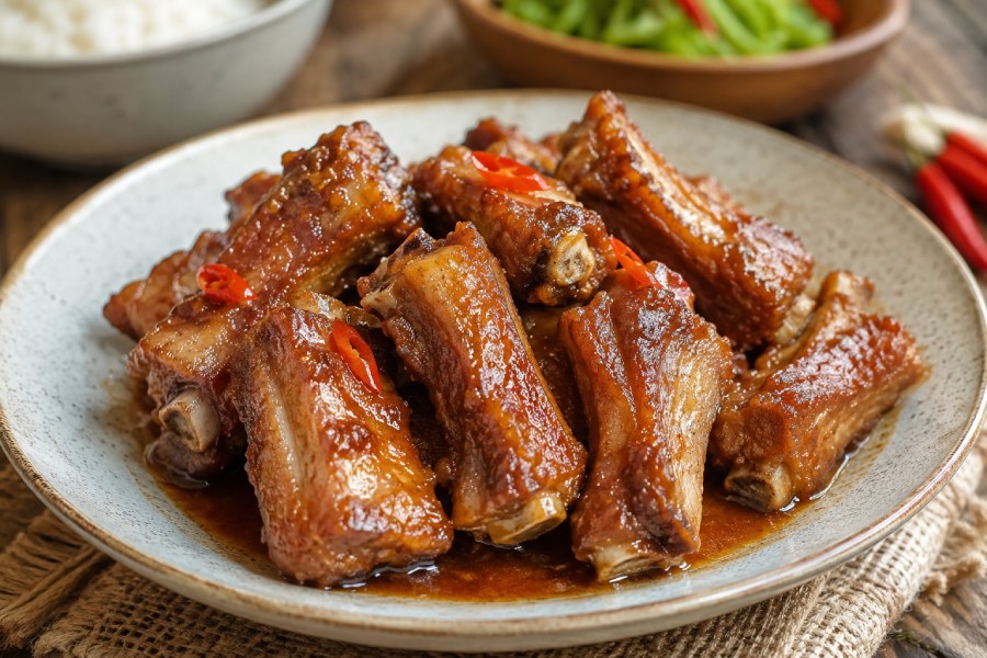 Braised pork ribs with coconut water is a rice dish. Photo: Thuy Linh