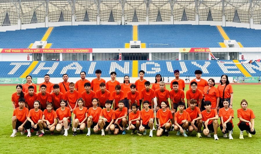 The Hanoi youth athletics team is present in Thai Nguyen to compete in this year's tournament. Photo: Vietnam Athletics Federation