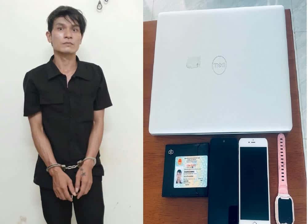 Subject Nhi and exhibits of the theft case. Photo: DVCC