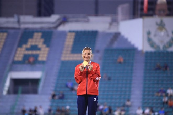 La atleta Nguyen Thi Oanh del equipo de atletismo de Vietnam. Foto de : Minh Dan