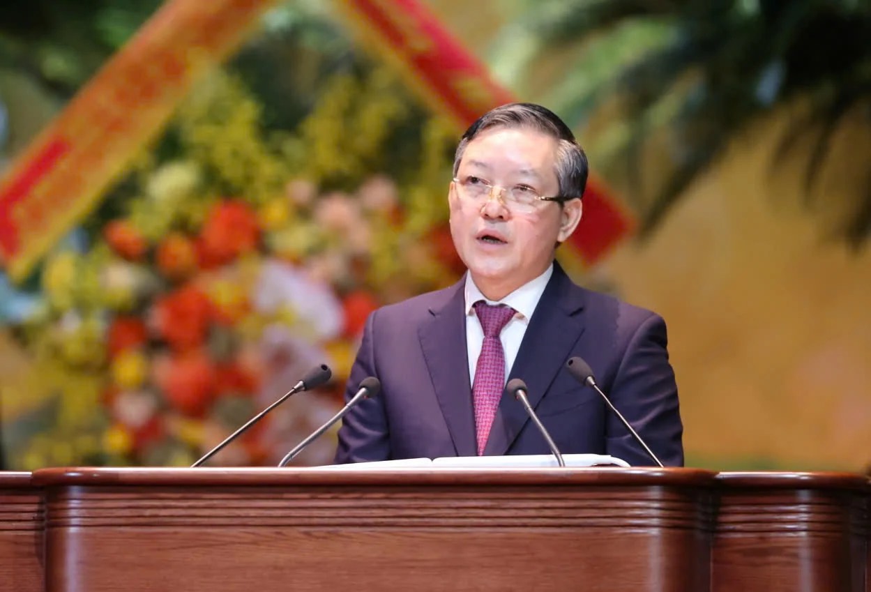 Comrade Luong Quoc Doan - Member of the Party Central Committee, Chairman of the Central Committee of the Vietnam Farmers' Union delivered the opening speech of the Congress. Photo: Khong Chi