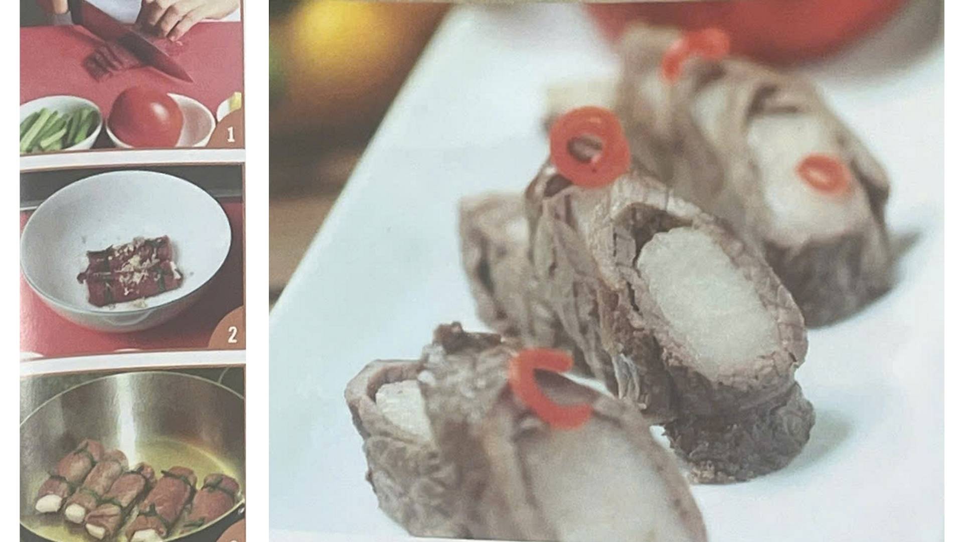 Hình ảnh minh họa các bước chế biến món thịt bò thưng. Ảnh: Sách “Món ngon bổ dưỡng”
