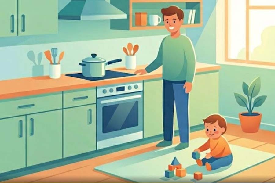 Keep children safe in the kitchen with simple habits. Graphics: Thien Nhan