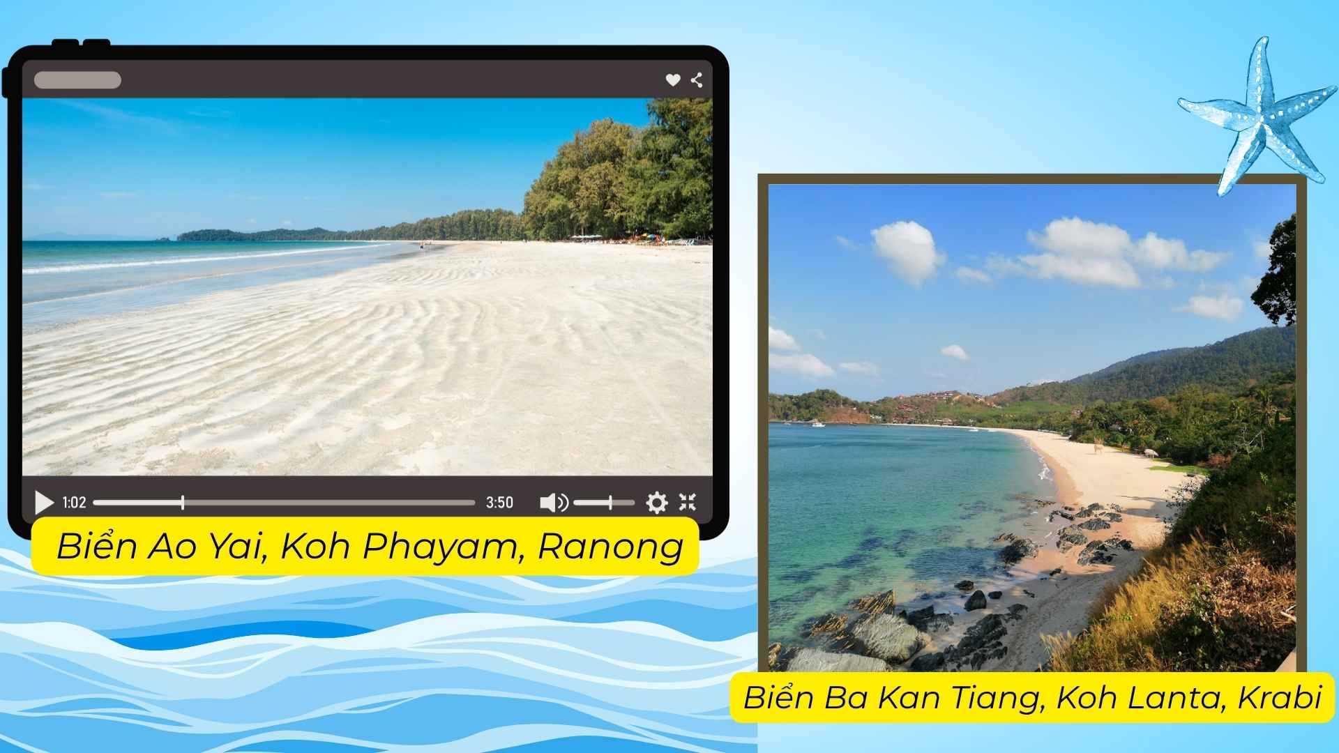 Một số hình ảnh bãi biển đẹp tại Thái Lan. Đồ họa: Minh Vũ