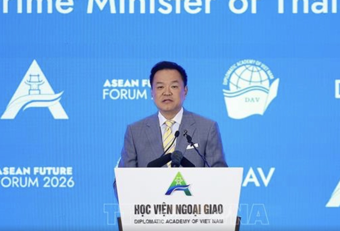 Thai Prime Minister Anutin Charnvirakul speaks at the Opening Ceremony of the ASEAN Future Forum 2026. Photo: VNA