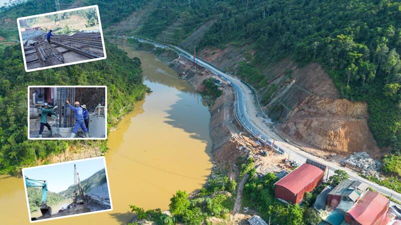 Overcoming landslides on National Highway 2 in Tuyen Quang. Photo: Duy Tuan
