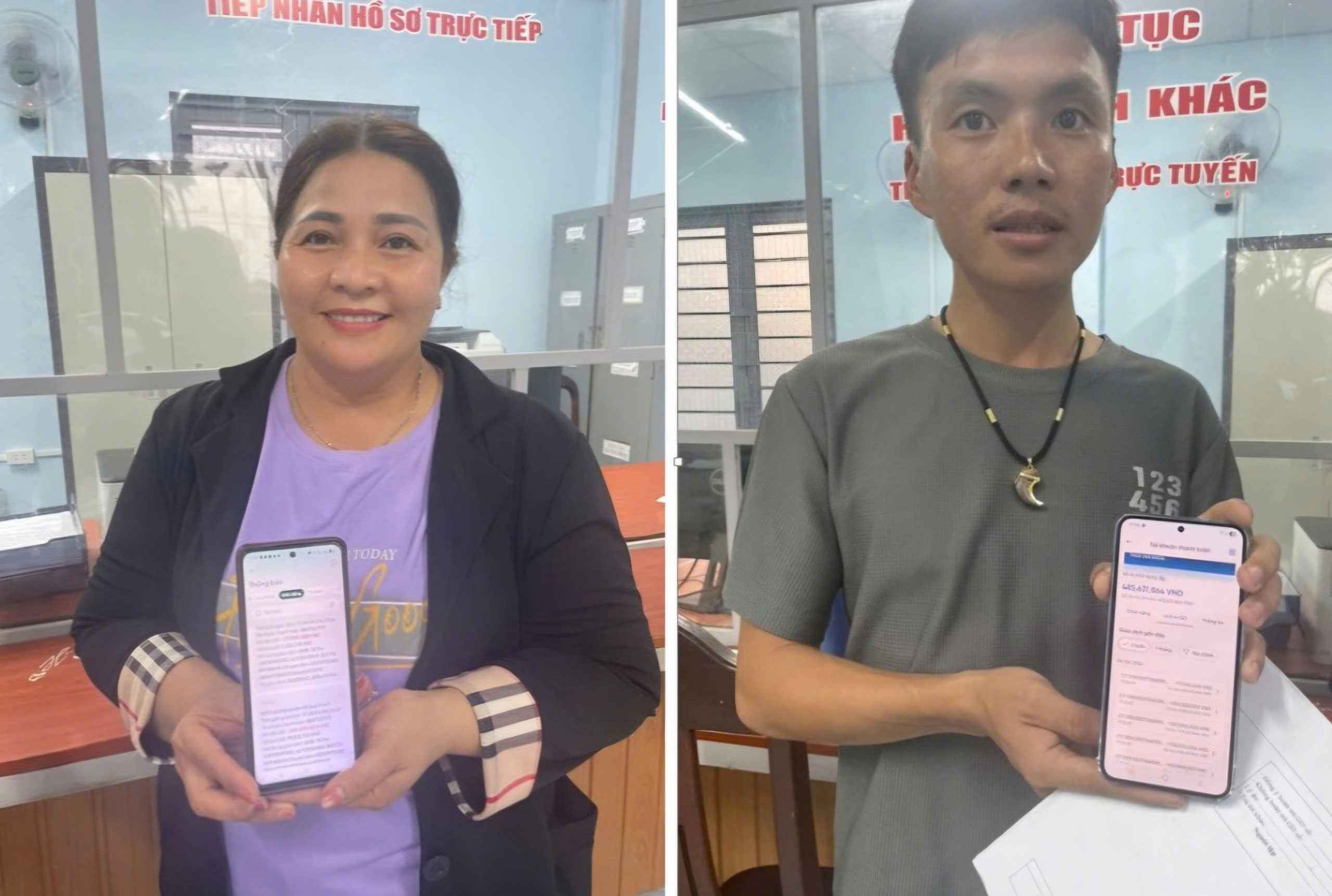 Ms. Nghia transferred money to return the 477 million VND mistakenly transferred to Mr. Khoa. Photo: Police