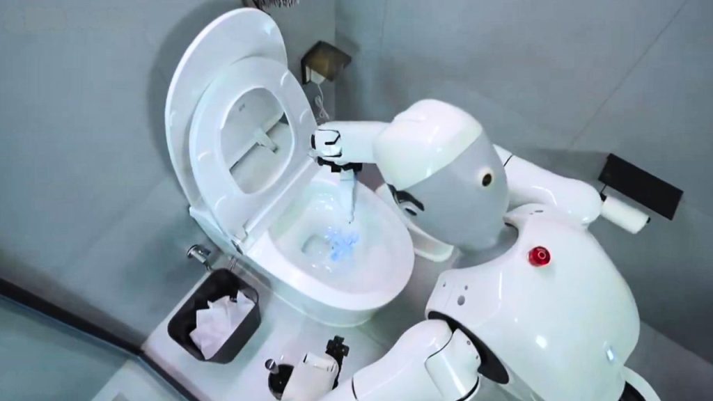 Robot SeeLight S1 tự vệ sinh cánh tay kẹp sau khi hoàn thành công việc nhà. Ảnh: GigaAI