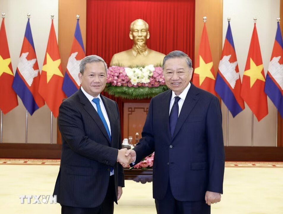 General Secretary and President To Lam receives Cambodian Prime Minister Hun Manet. Photo: VNA