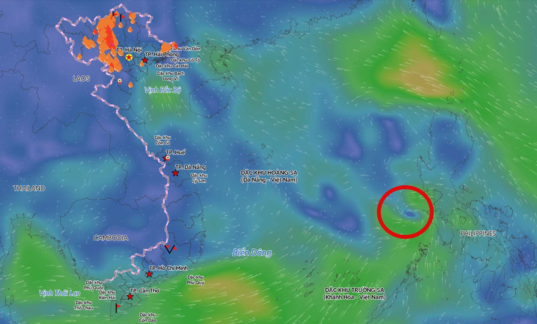 Update on the location of the tropical depression in the East Sea. Photo: Vietnam Disaster Monitoring System