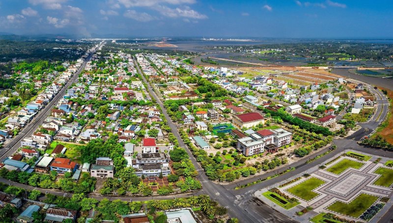 上空から見たダナン市ヌイタン都市の一角。写真:ヌイタンコミューン人民委員会提供