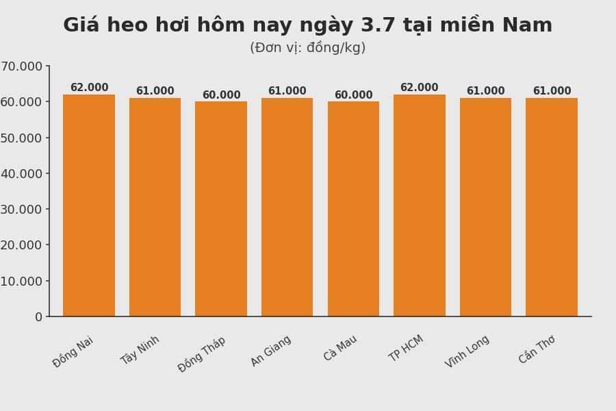 Giá heo hơi hôm nay 3.7 tại khu vực miền Nam. Đồ hoạ: Sử dụng AI