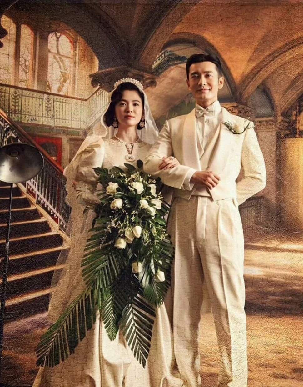 Song Hye Kyo đóng cặp cùng Huỳnh Hiểu Minh trong phim “Chuyến tàu định mệnh“. Ảnh Nhà sản xuất