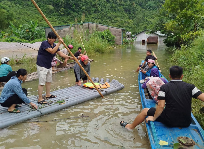Algunas aldeas en Cao Bang están sufriendo graves daños por las inundaciones. Foto: Comuna de Thong Nong