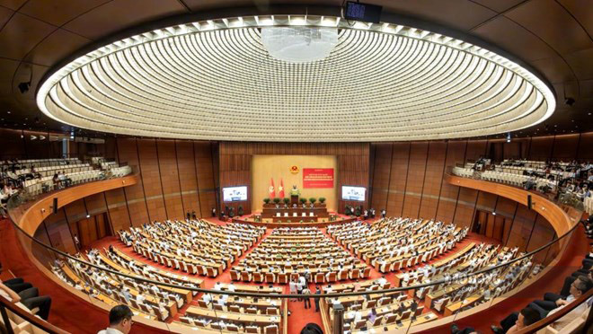National conference summarizing 1 year of operation of the overall organizational model of the political system and the 3-level government model. Photo: Hai Nguyen