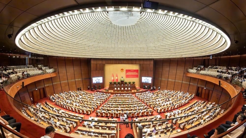 Conférence nationale de bilan d'un an de fonctionnement du modèle organisationnel global du système politique et du modèle de gouvernement à 3 niveaux. Photo: Hải Nguyễn