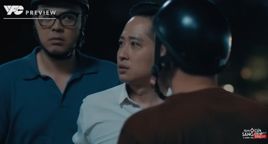 Sinh thông báo Vân có bầu khiến Bằng và Tài ngơ ngác. Ảnh: VFC. 