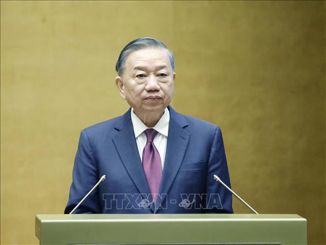 Le secrétaire général et président de la République Tô Lâm prend la parole pour donner des instructions lors de la conférence. Photo: Hải Nguyễn