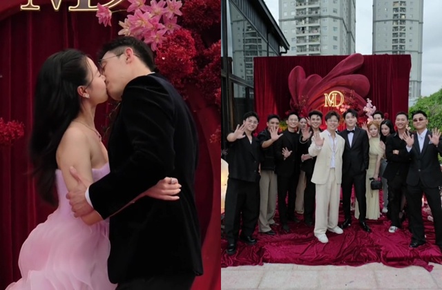 Midu and her husband celebrate their 2nd wedding anniversary decorated with striking red tones. Photo cut from video