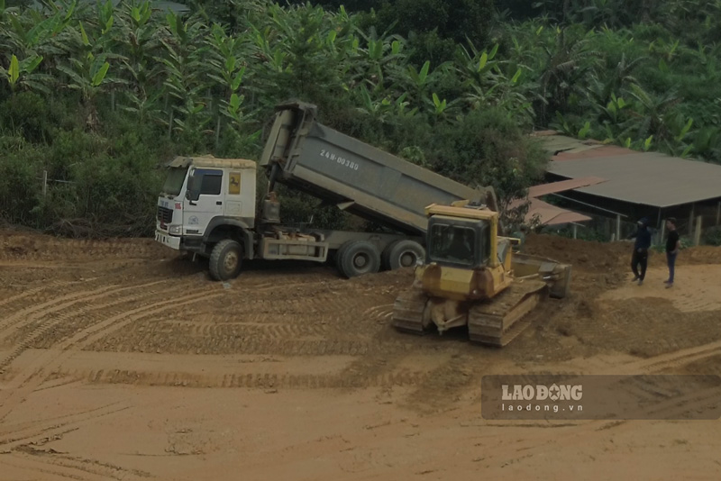 Máy móc được huy động để bù thi công dự án. Ảnh: Đinh Đại
