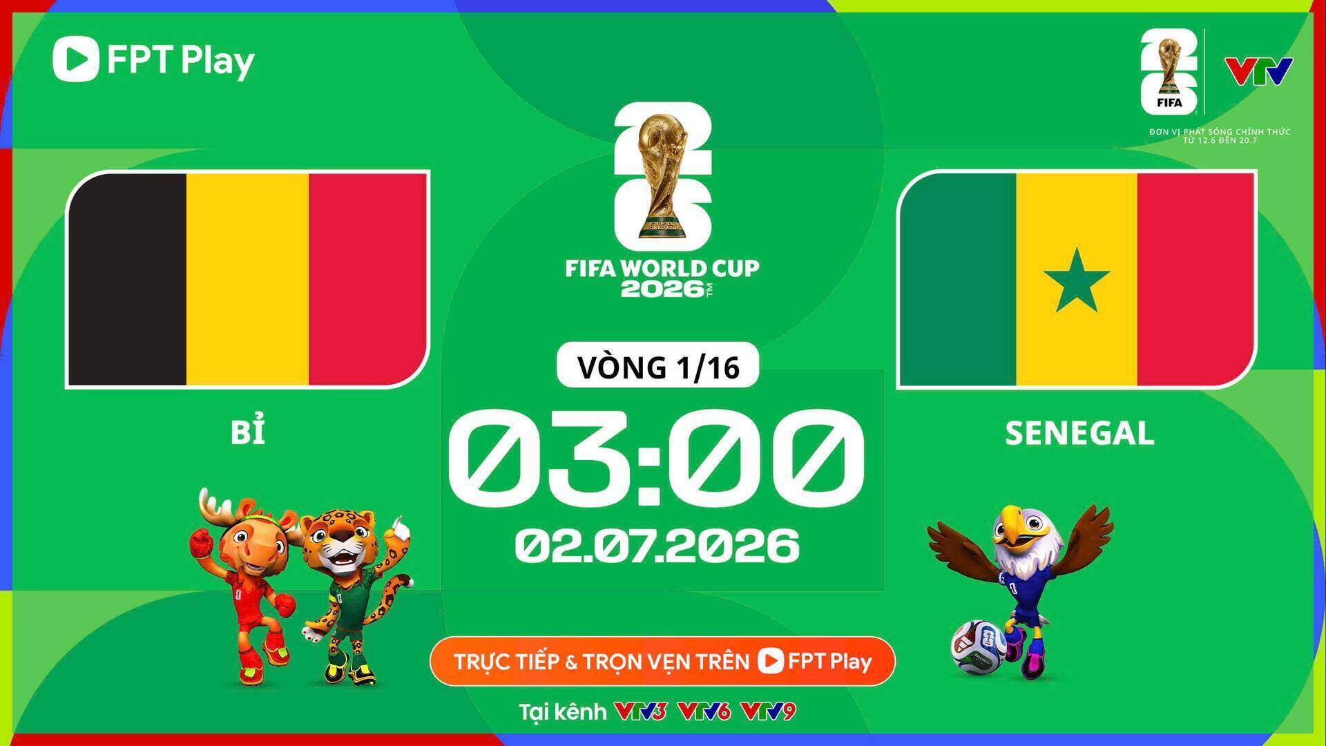 Commentaire de football sur la Belgique contre le Sénégal lors de la Coupe du monde 2026. Graphiques : FPT Play