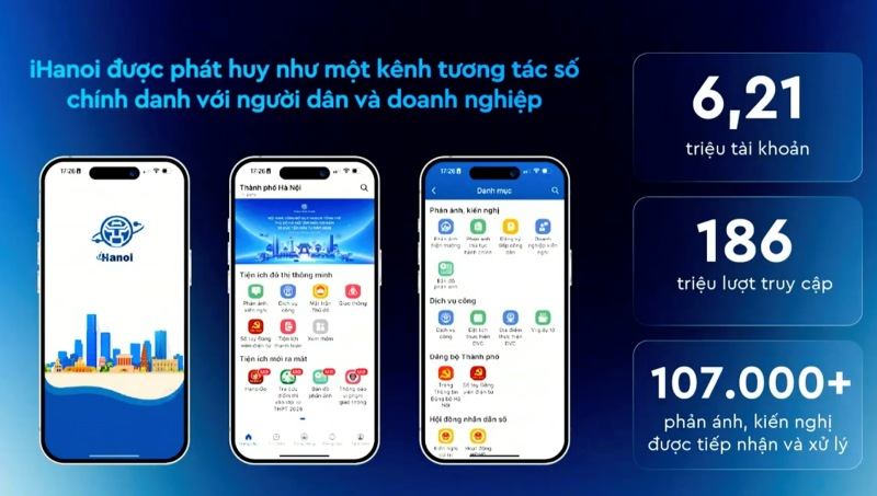 Leaders of the Hanoi City Party Committee said that iHanoi is being promoted as a legitimate digital interaction channel with people and businesses. Photo: Cut from clip