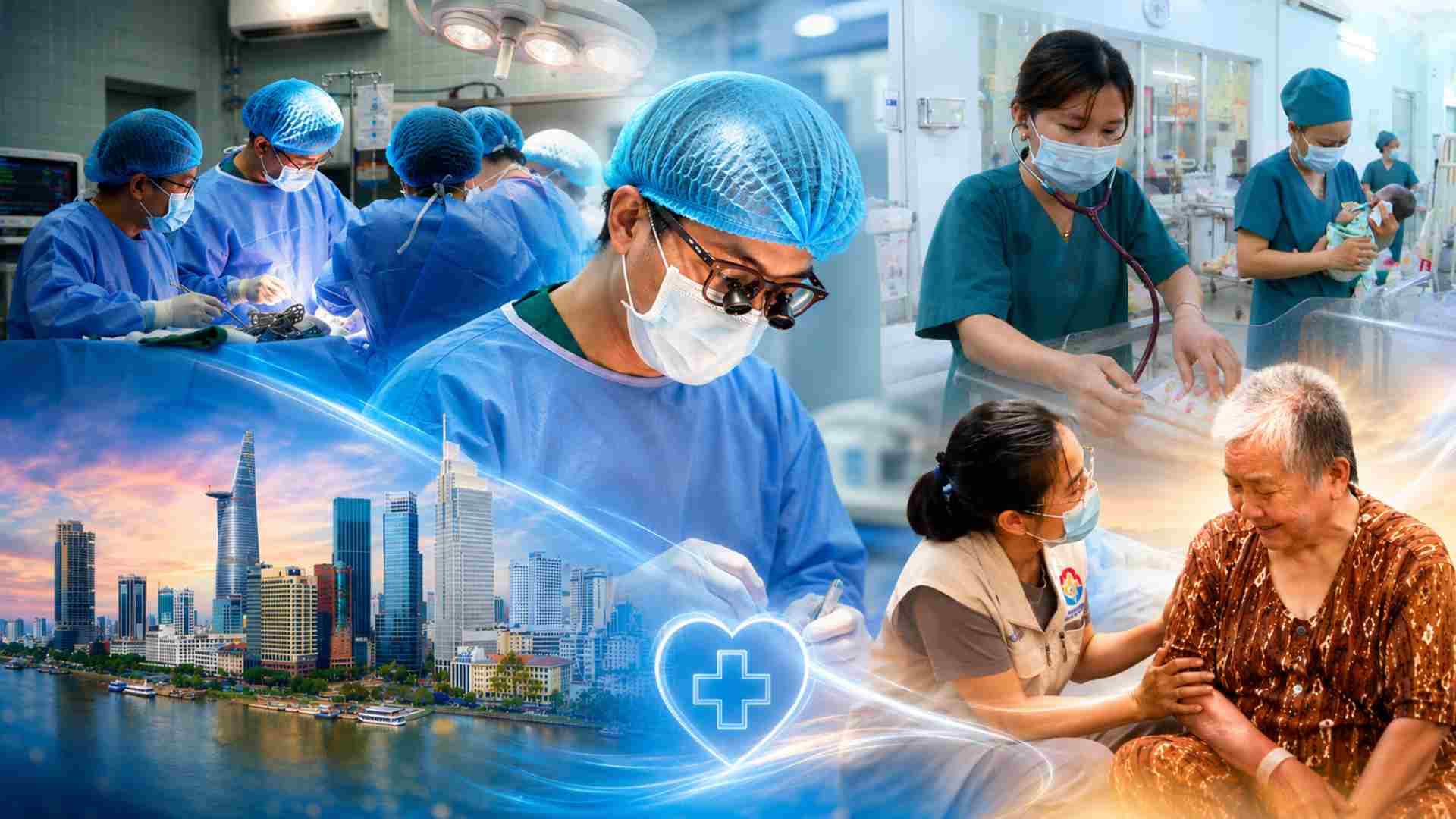Over the past 50 years, the Ho Chi Minh City health sector has continuously developed and achieved outstanding achievements. Photo: Nguyen Ly/with use of AI graphics