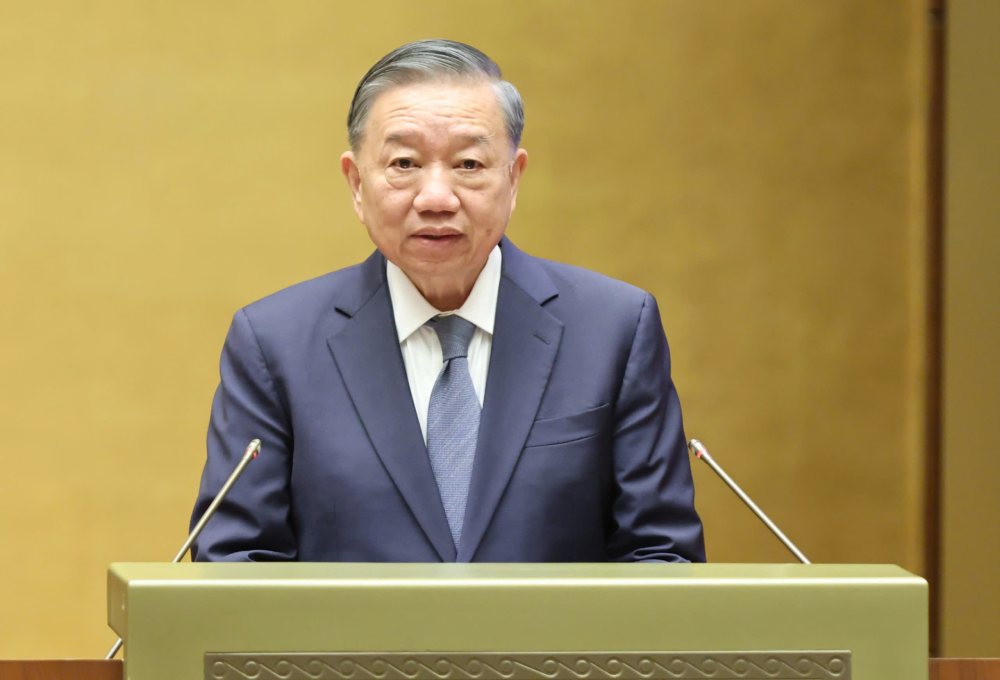 General Secretary, President To Lam Speaks to direct the National Conference to summarize 1 year and 6 months of implementing Resolution 57-NQ/TW of the Politburo. Photo: Hai Nguyen