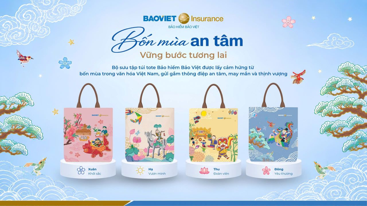 Bộ quà tặng “Bốn mùa an tâm” khắc họa vẻ đẹp thiên nhiên và văn hóa Việt Nam. Ảnh: Bảo hiểm Bảo Việt