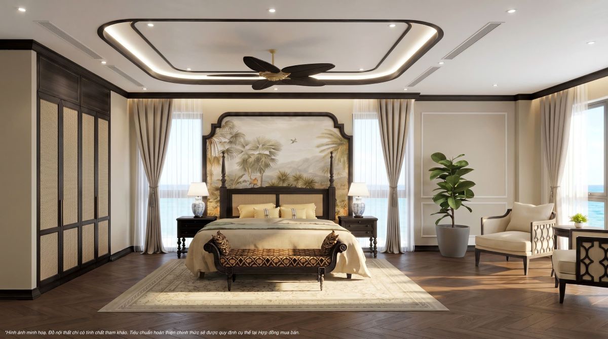 Không gian Indochine tinh tế mang đến trải nghiệm nghỉ dưỡng riêng tư, thư thái như tại resort mỗi ngày tại Ocean Village