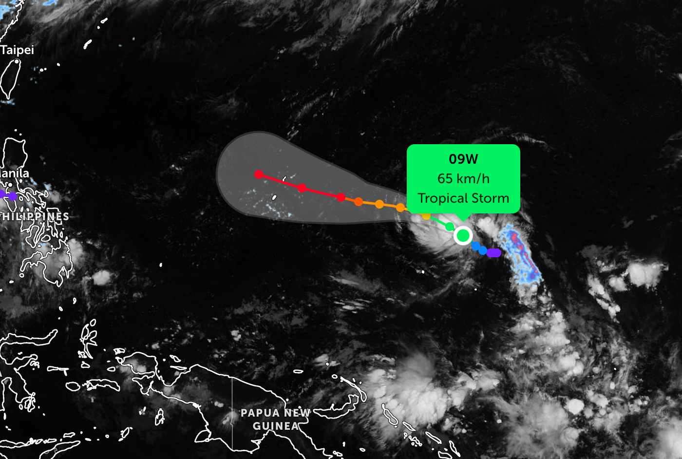 The tropical depression near the East Sea has officially strengthened into a storm. Photo: JTWC