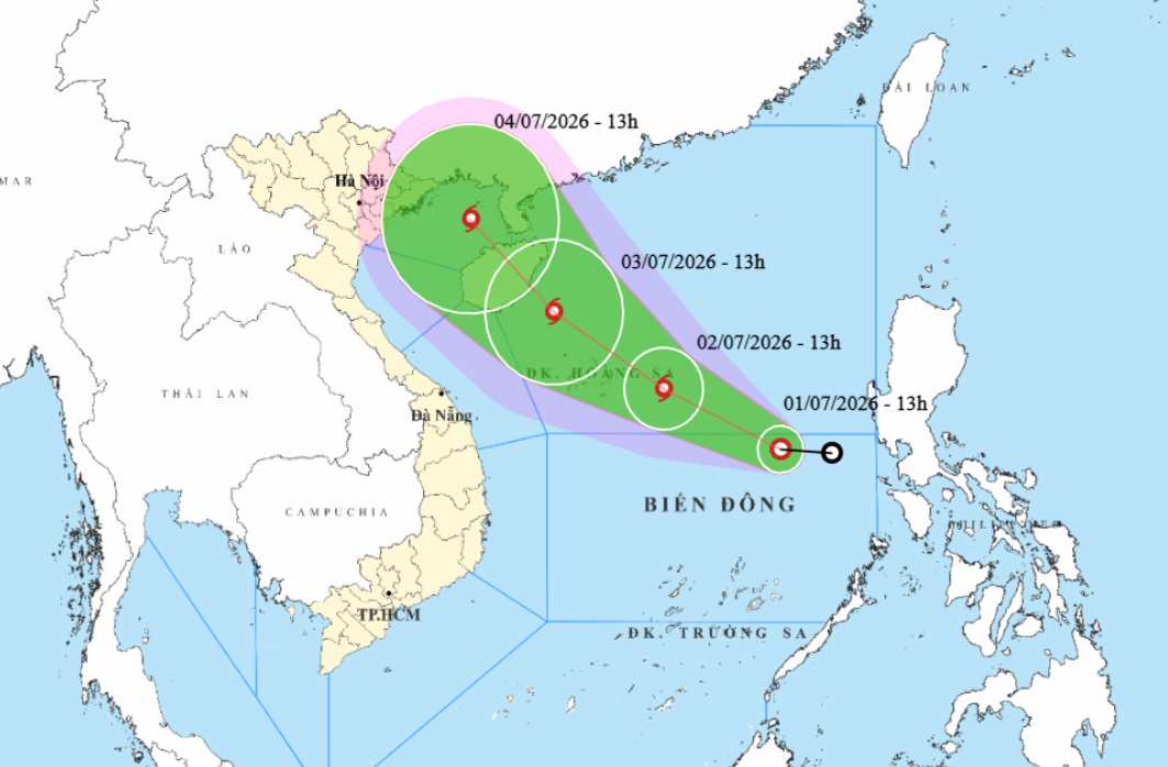 Weather forecast today July 2nd, storm No. 1 forms in the East Sea. Photo: National Center for Hydro-Meteorological Forecasting