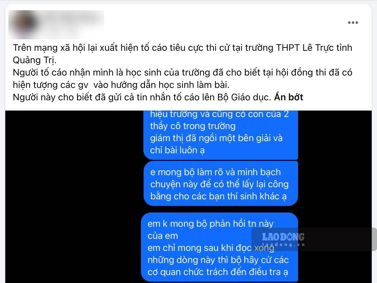 Information spreading on social networks reflects negativity at the exam site. Photo: Cong Sang