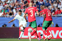 Mbappe's signature curling shot opens the score against Morocco in the 2026 World Cup semi-finals
