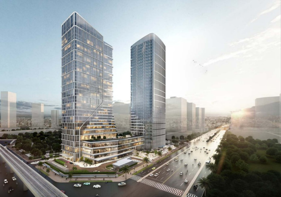 Tổ hợp tháp đôi IFC Hanoi gồm tòa văn phòng hạng A, khách sạn 5 sao Shilla Monogram Hanoi Westlake và khu căn hộ dịch vụ. Ảnh: IFC Hanoi