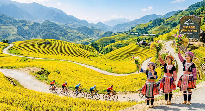 The cycling race in Muong Bo promises to become a highlight of the Lao Cai summer tourist season. Photo: Organizing Committee provided