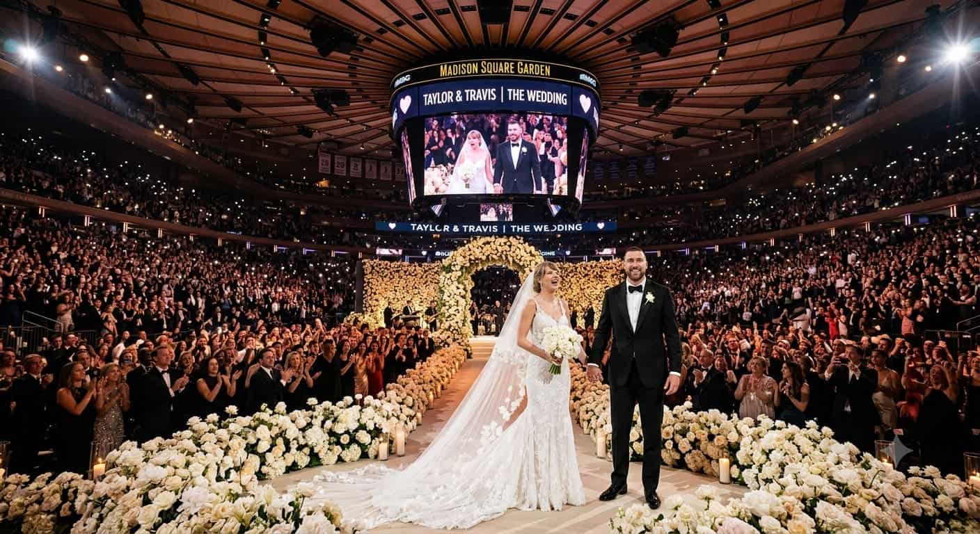 Taylor Swift and Travis Kelce's wedding is estimated to cost tens of millions of USD. Photo created by AI Gemini